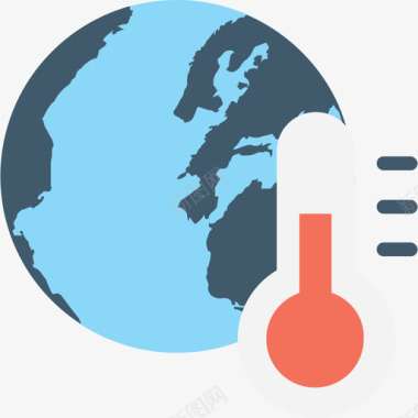 全球变暖自然与生态平坦图标图标