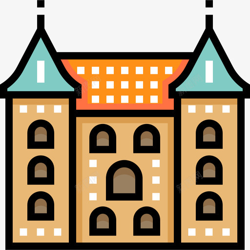 埃格斯科夫城堡18个地标线性颜色图标svg_新图网 https://ixintu.com 18个地标 埃格斯科夫城堡 线性颜色
