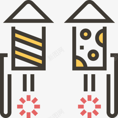 烟火农历新年六黄影图标图标