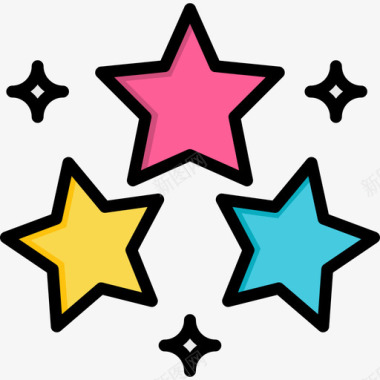星星80年代6线性颜色图标图标