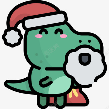 圣诞老人恐龙头像场景线条颜色图标图标