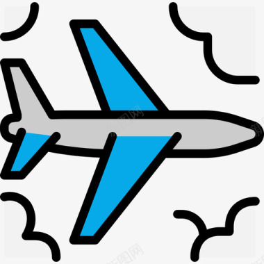 飞机旅行109线性颜色图标图标
