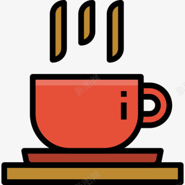 咖啡杯咖啡4线性颜色图标图标