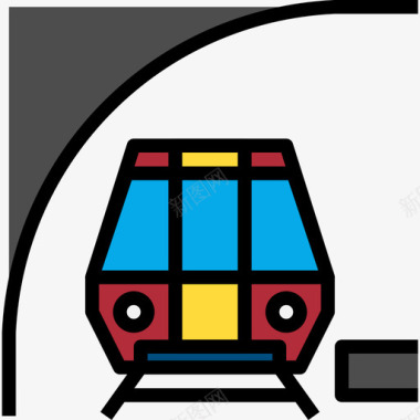 铁路城市元素建筑4线性颜色图标图标