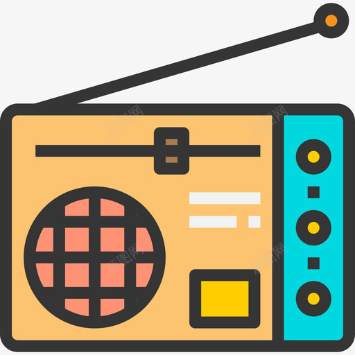 收音机家用9线性颜色图标svg_新图网 https://ixintu.com 家用9 收音机 线性颜色