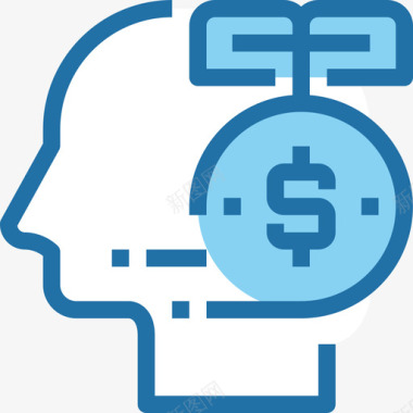 头脑储蓄和投资4蓝色图标图标