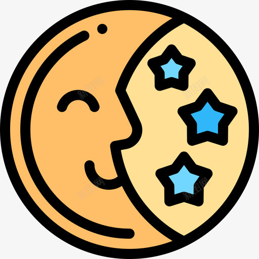 晚安57岁的宝宝线性颜色图标svg_新图网 https://ixintu.com 57岁的宝宝 晚安 线性颜色