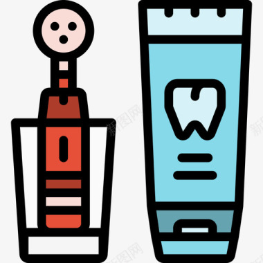 漱口水牙科2线性颜色图标图标