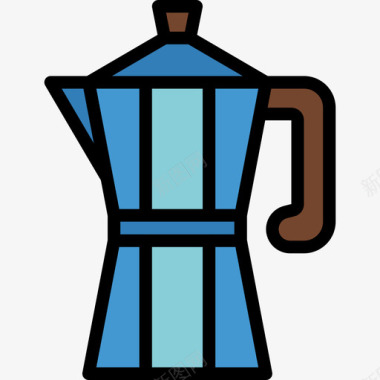 咖啡壶咖啡店43线性颜色图标图标