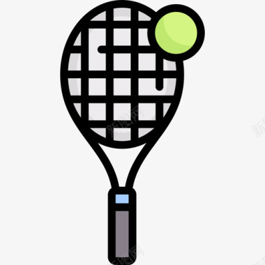 网球夏季8线性颜色图标图标