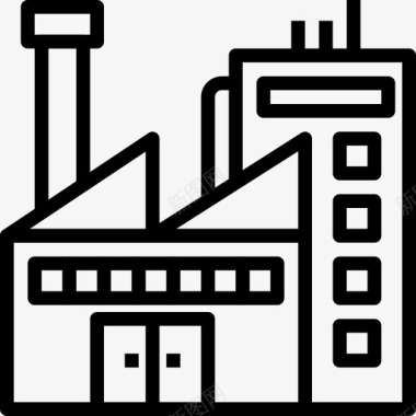 工厂城市元素建筑6线性图标图标