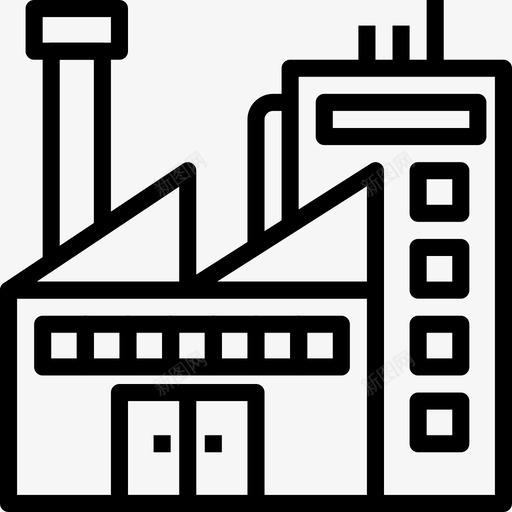工厂城市元素建筑6线性图标svg_新图网 https://ixintu.com 城市元素建筑6 工厂 线性