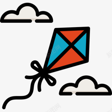 风筝Junineparty2线性颜色图标图标