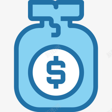 钱袋银行和金融2蓝色图标图标