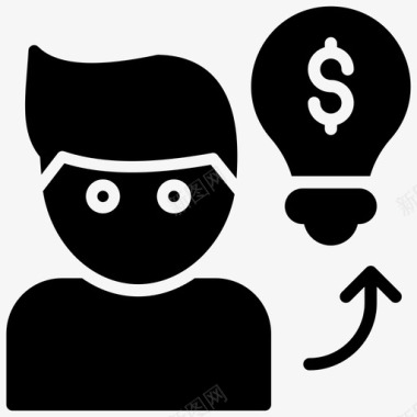 商业理念灯泡储蓄和投资字形图标图标