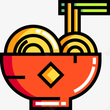 面条亚洲食品7原色图标图标