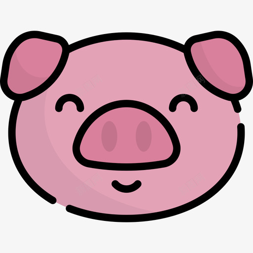 猪自然和动物2线颜色图标svg_新图网 https://ixintu.com 猪 线颜色 自然和动物2