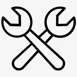 安装工具线框图扳手勤杂工修理工图标高清图片
