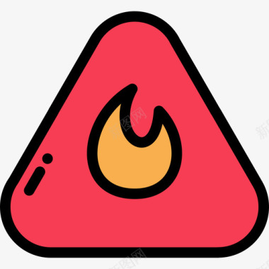 火灾紧急情况线性颜色图标图标