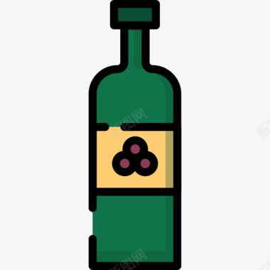 葡萄酒野餐6线性颜色图标图标
