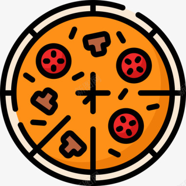 披萨食物84原色图标图标