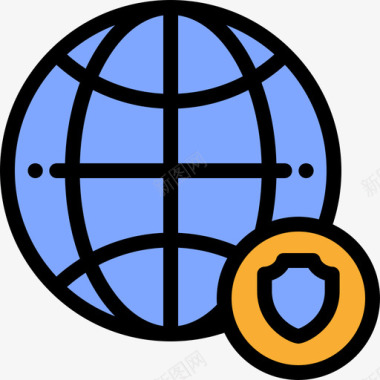 全球范围数据保护线性颜色图标图标