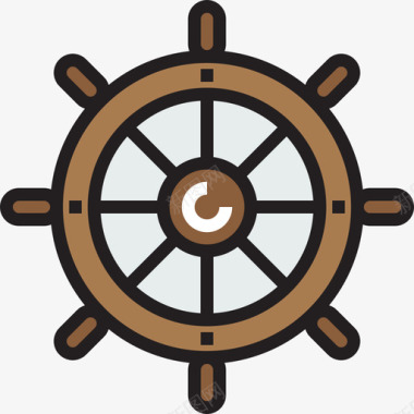 舵航海和水手线型颜色图标图标
