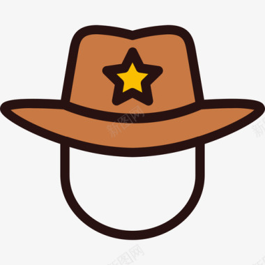 帽子德克萨斯州线性颜色图标图标