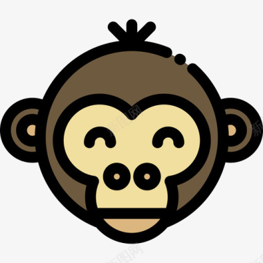 猴子动物30线形颜色图标图标