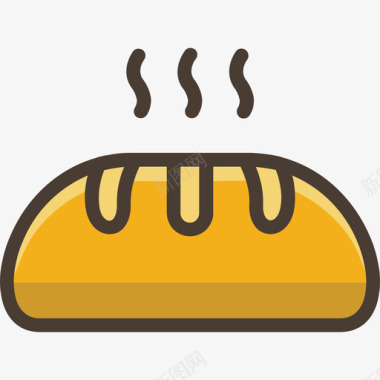 长棍面包蛋糕和面包店线性颜色图标图标