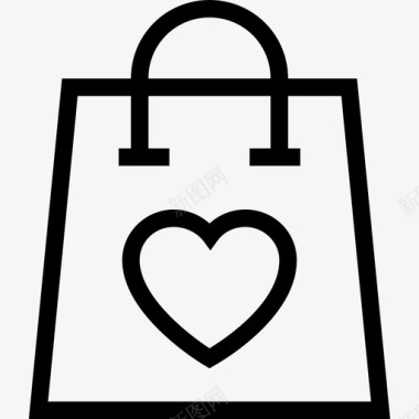 购物袋爱情浪漫5直线型图标图标
