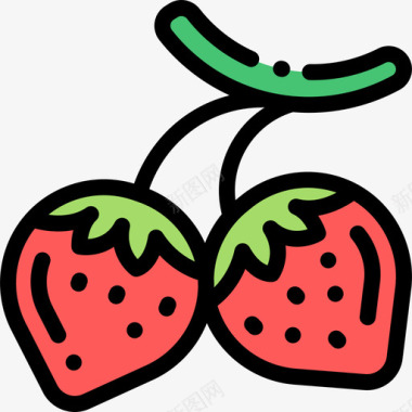 草莓水果和蔬菜6线形颜色图标图标