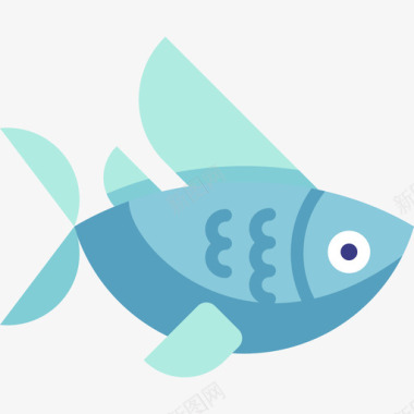 鱼海洋生物14扁平图标图标