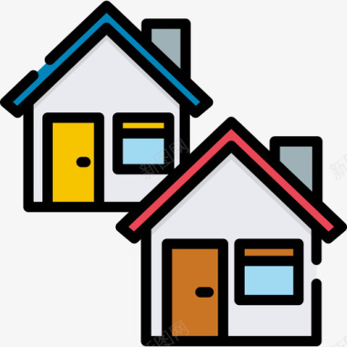 房子旅行地点表情符号3线性颜色图标图标