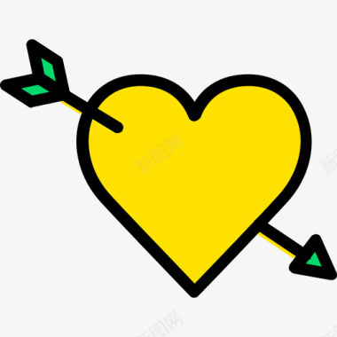 丘比特浪漫生活方式10黄色图标图标