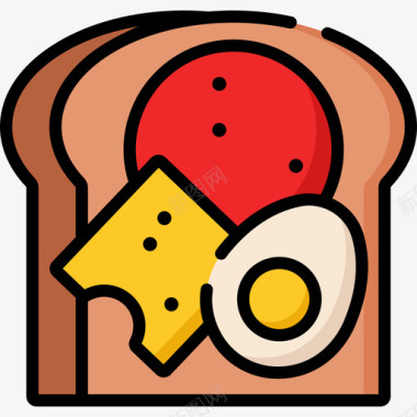 面包食物84线性颜色图标图标