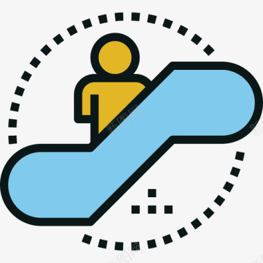 自动扶梯旅行交通线颜色图标图标