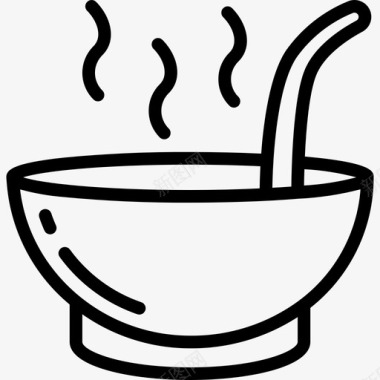 汤美食汤线性汤图标图标