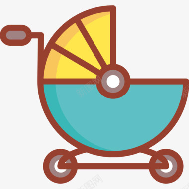 婴儿车婴儿42线性颜色图标图标