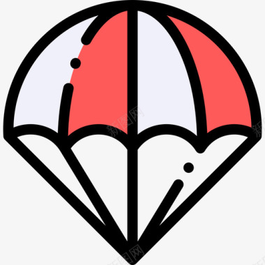 降落伞冒险7线性颜色图标图标