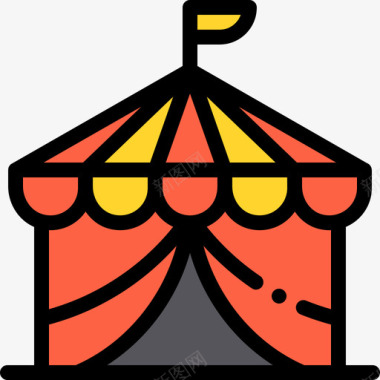 马戏团帐篷城市25线性颜色图标图标