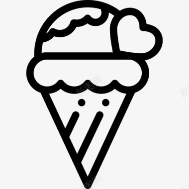 冰激凌甜点和糖果2份线性图标图标
