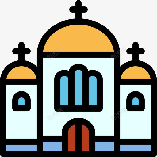 教堂城市建筑2线性颜色图标svg_新图网 https://ixintu.com 城市建筑2 教堂 线性颜色