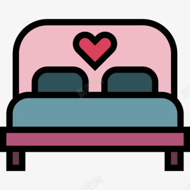 卧室婚礼74线性颜色图标图标