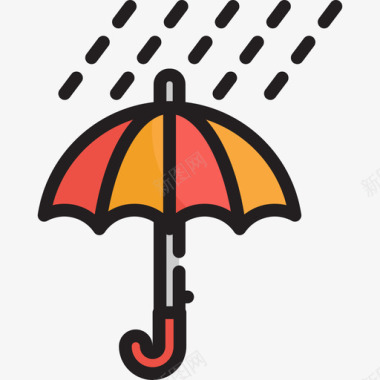 雨伞51号天气线形颜色图标图标