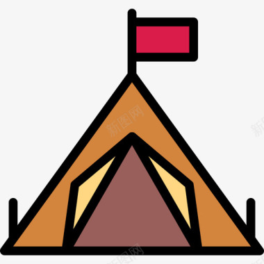 帐篷37号派对线性颜色图标图标