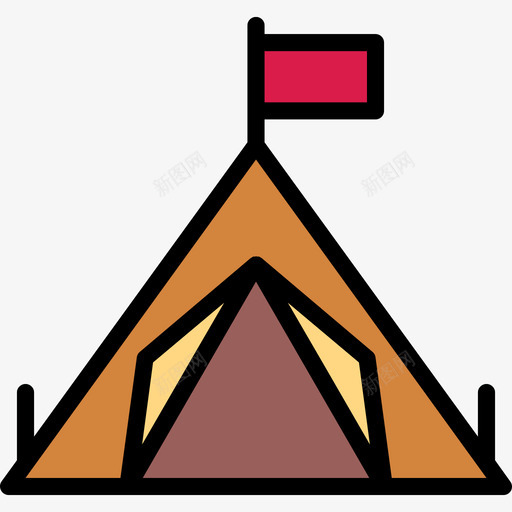 帐篷37号派对线性颜色图标svg_新图网 https://ixintu.com 37号派对 帐篷 线性颜色
