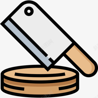 切肉刀厨房工具10线性颜色图标图标