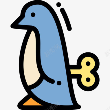 企鹅婴儿淋浴3线性颜色图标图标