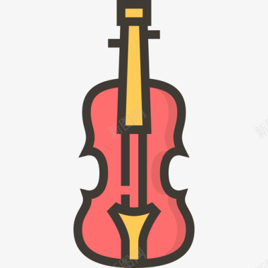 小提琴乐器线颜色图标图标